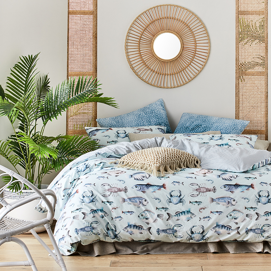 Pacific Quilt Cover Set Aqua Adairs