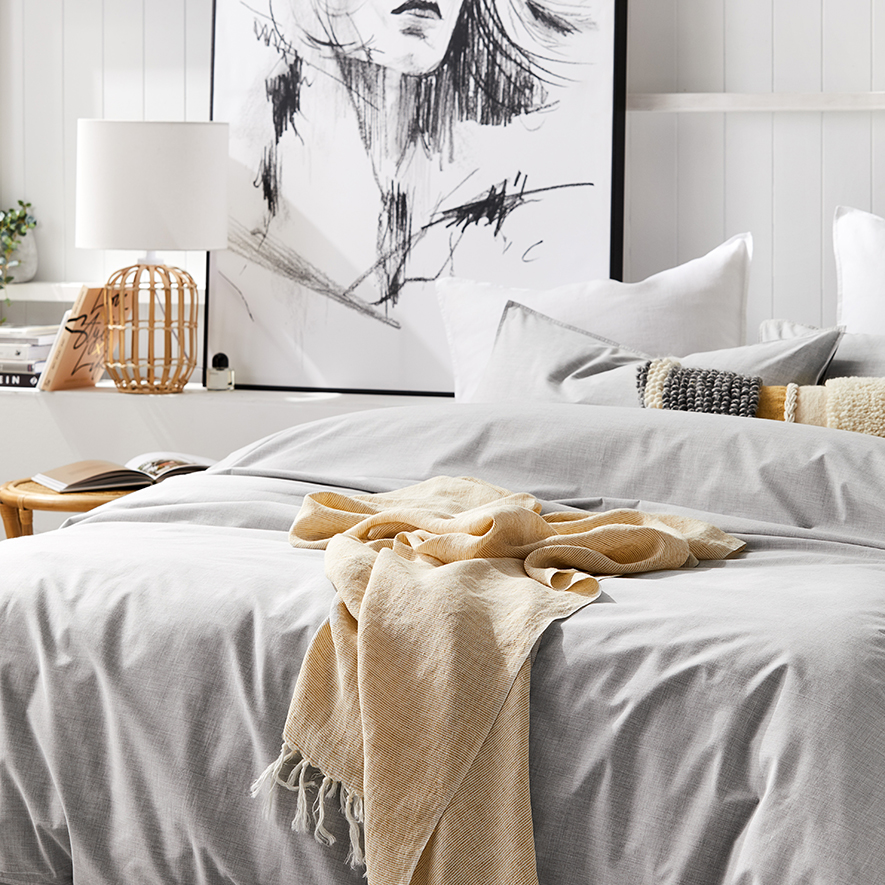 Eco Cotton Grey Quilt Cover Set + Separates Adairs