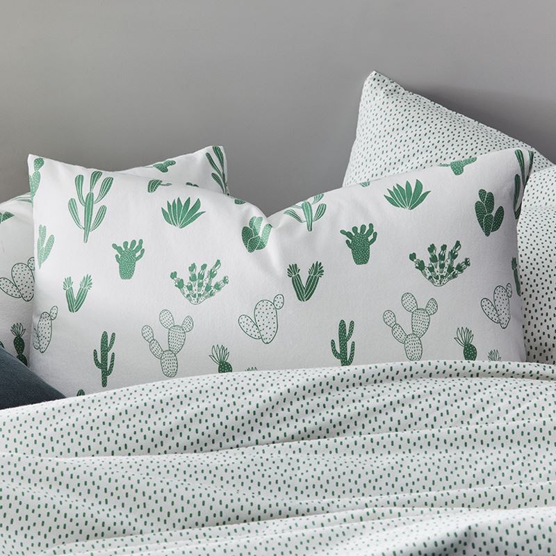 Novelty Printed Green Cactus Flannelette Quilt Cover Set