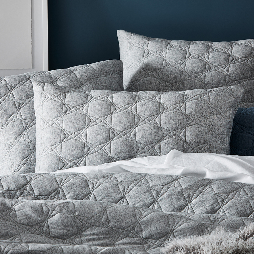 Fargo Quilted Marle Grey Bamboo Cotton Jersey Quilt Cover Adairs