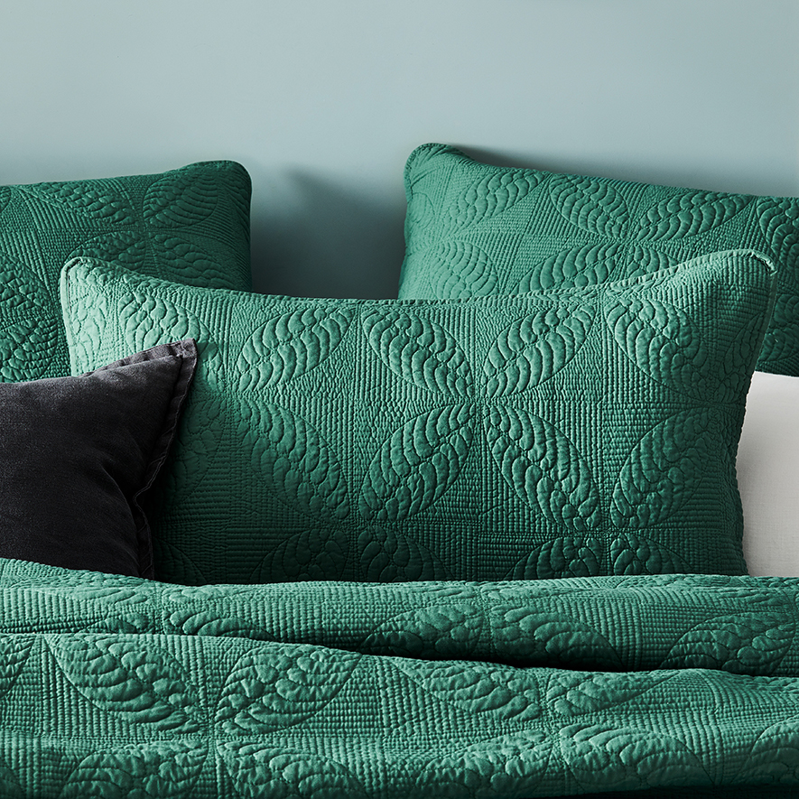Ava Quilted Fern Coverlet Adairs