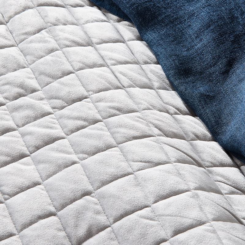 Aria Silver Quilted Velvet Quilt Cover
