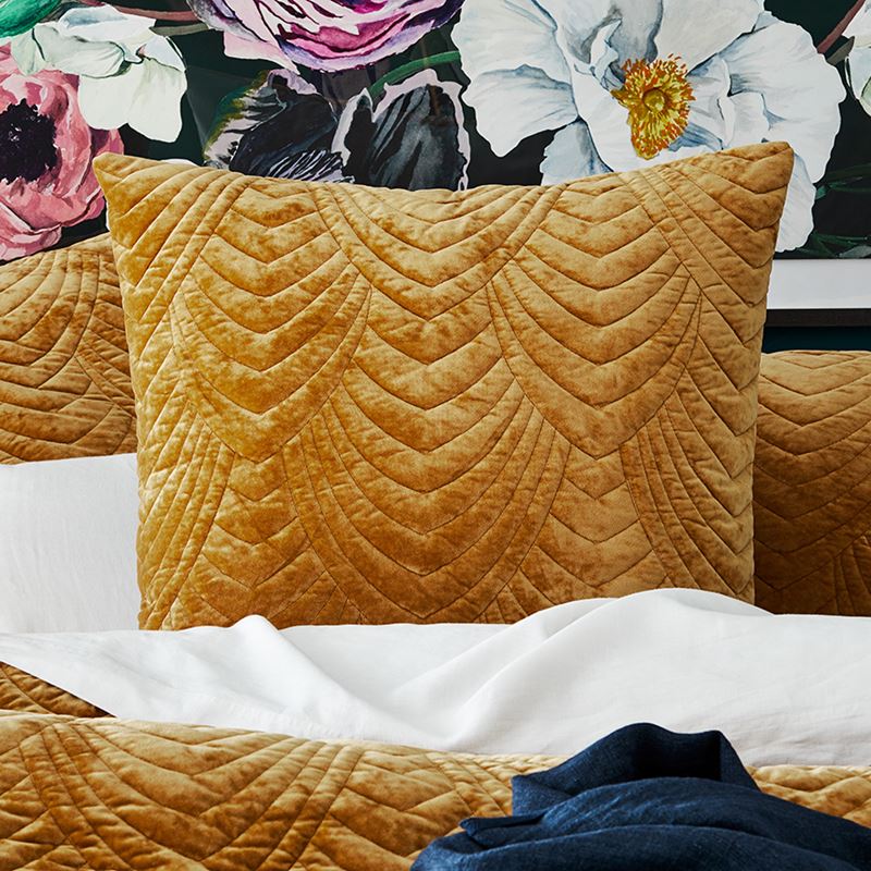 Carraway Quilted Velvet Gold Quilt Cover