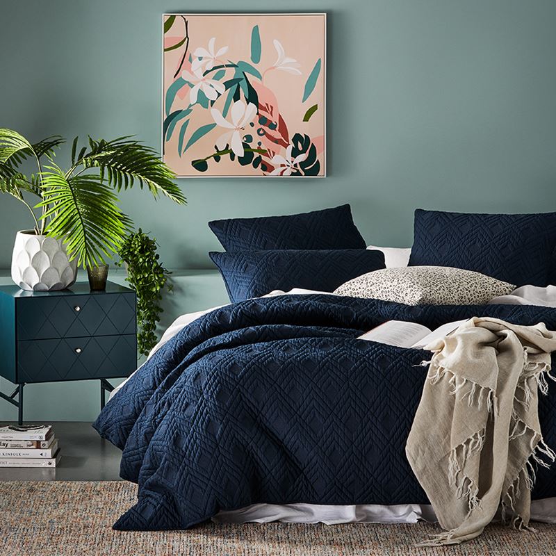 Soho Quilted Navy Quilt Cover