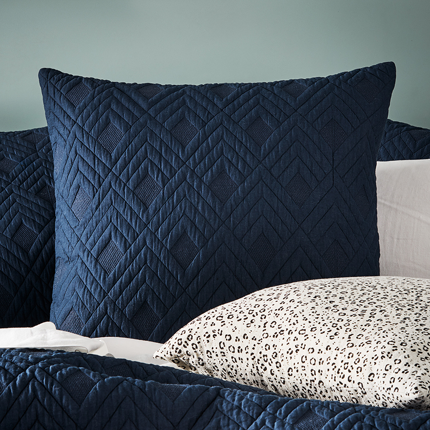 Navy quilted pillow best sale sham