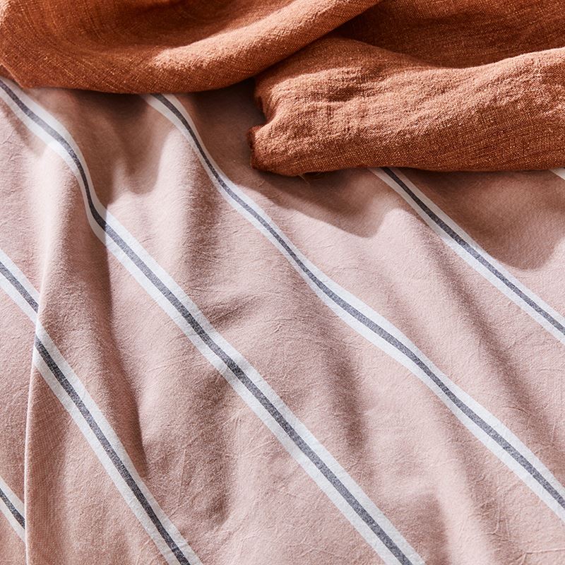Stonewashed Yarn Dyed Clay Stripe Cotton Quilt Cover