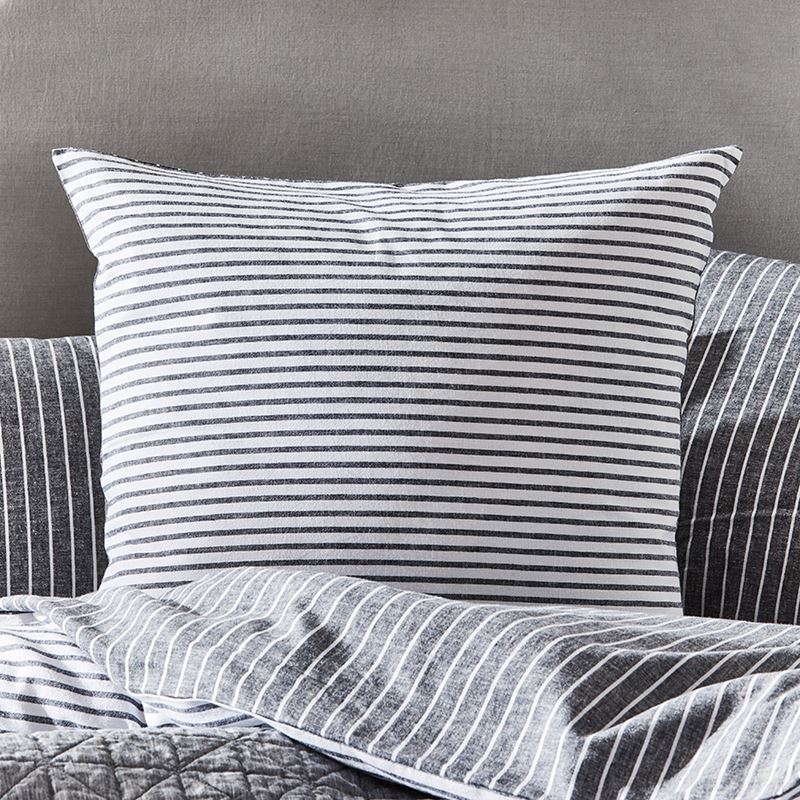 Vintage Washed Linen Cotton Indigo Stripe Quilt Cover