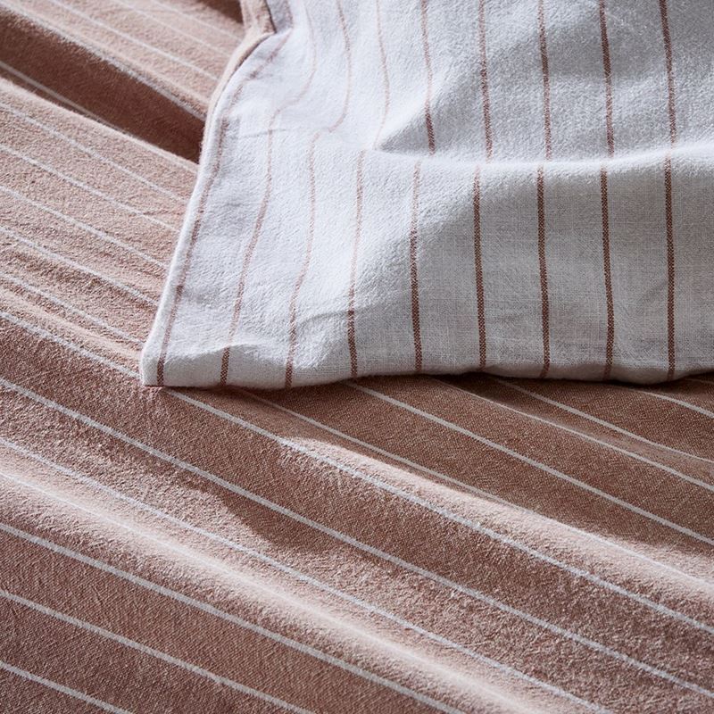 Vintage Washed Linen Cotton Rose Stripe Quilt Cover