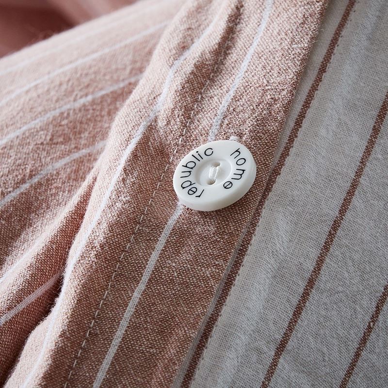 Vintage Washed Linen Cotton Rose Stripe Quilt Cover