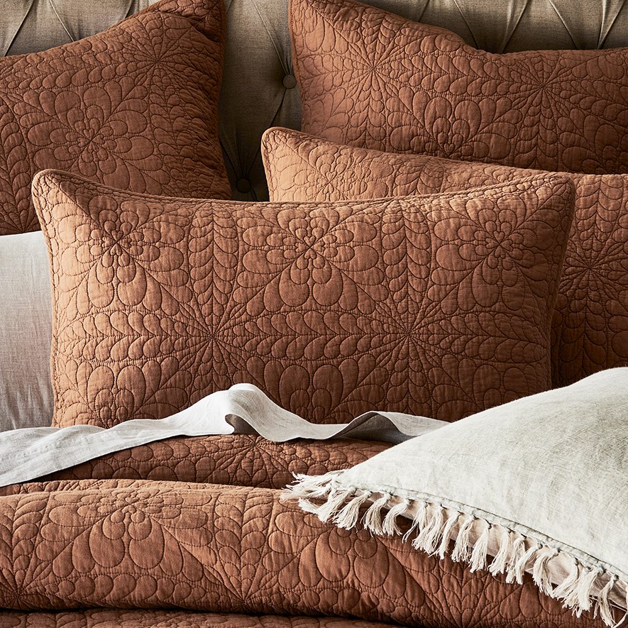 Daisy Quilted Earth Quilt Cover | Adairs