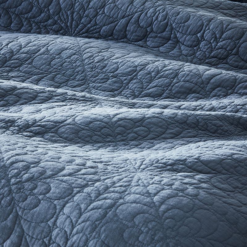 Daisy Quilted Dusty Blue Coverlet