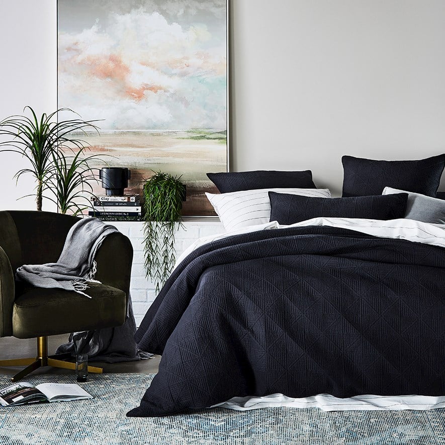 Prism Quilted Charcoal Quilt Cover Adairs