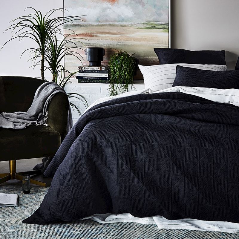 Prism Quilted Charcoal Quilt Cover