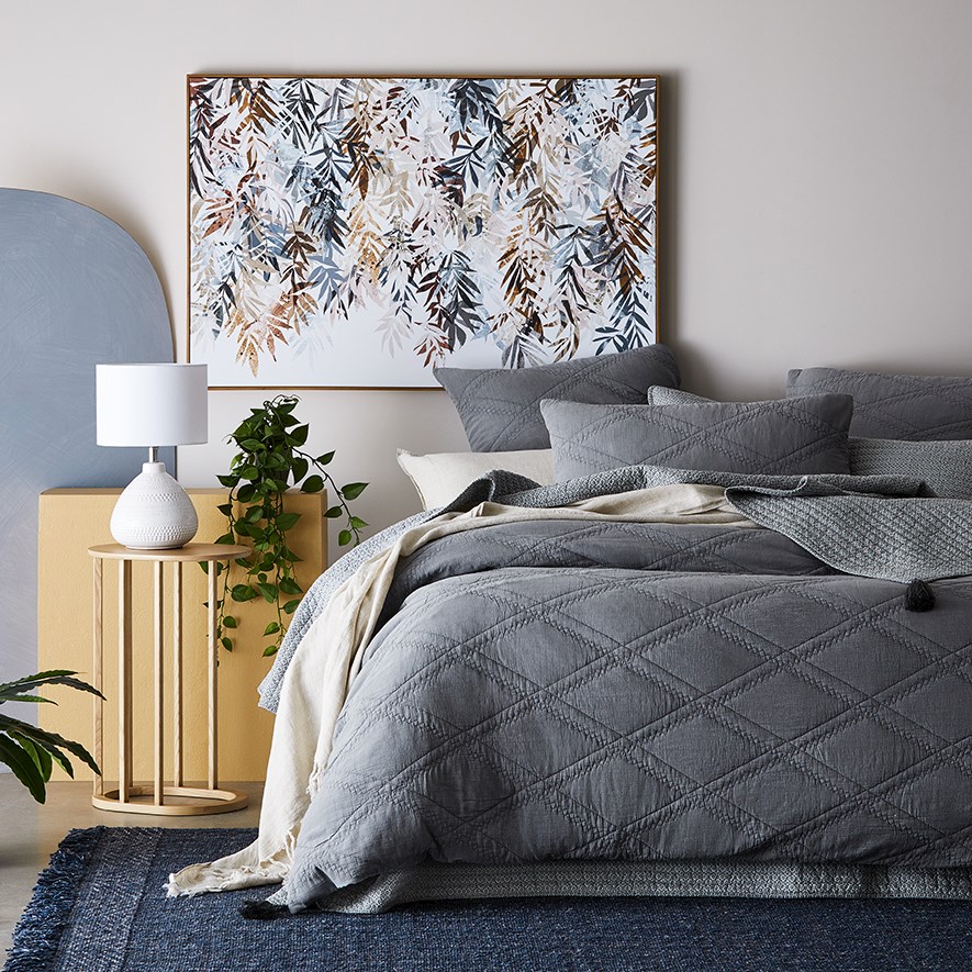 Xavier Quilted Grey Quilt Cover Adairs