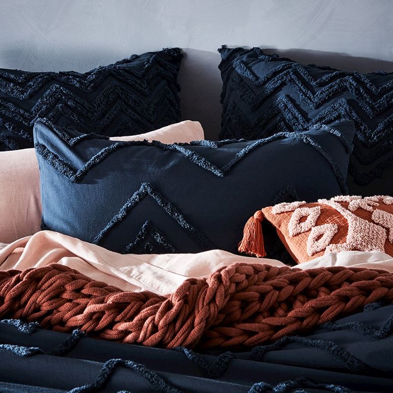 Orlando Chenille Navy Quilt Cover  