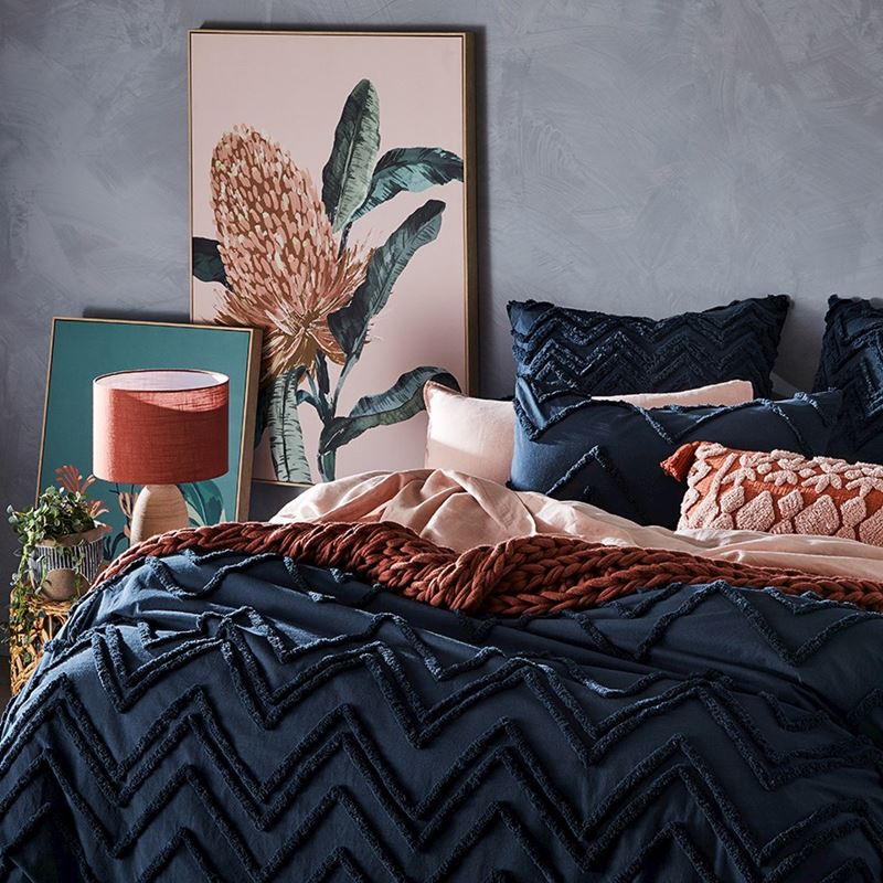 Orlando Chenille Navy Quilt Cover  