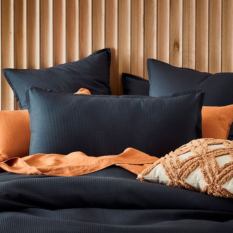 Berlin Waffle Charcoal Quilt Cover Set + Separates
