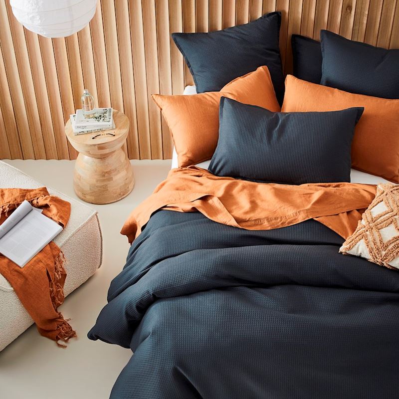 Berlin Waffle Charcoal Quilt Cover Set + Separates