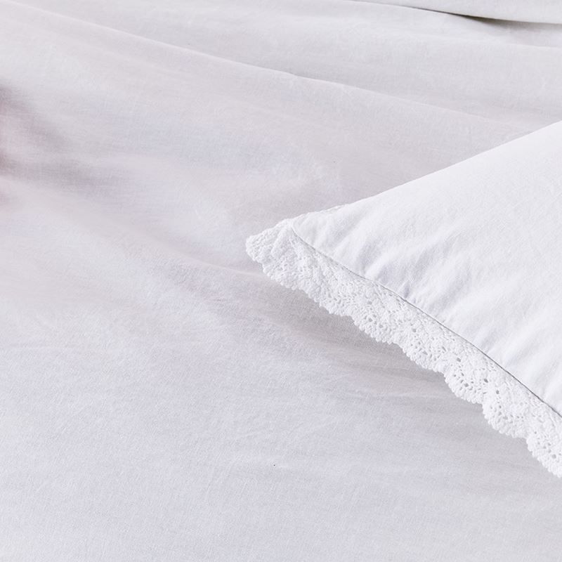 Vintage Washed Linen Cotton White Lace Quilt Cover