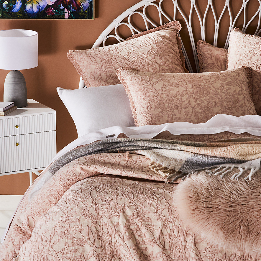 Giselle Matelasse Blush Quilt Cover Adairs