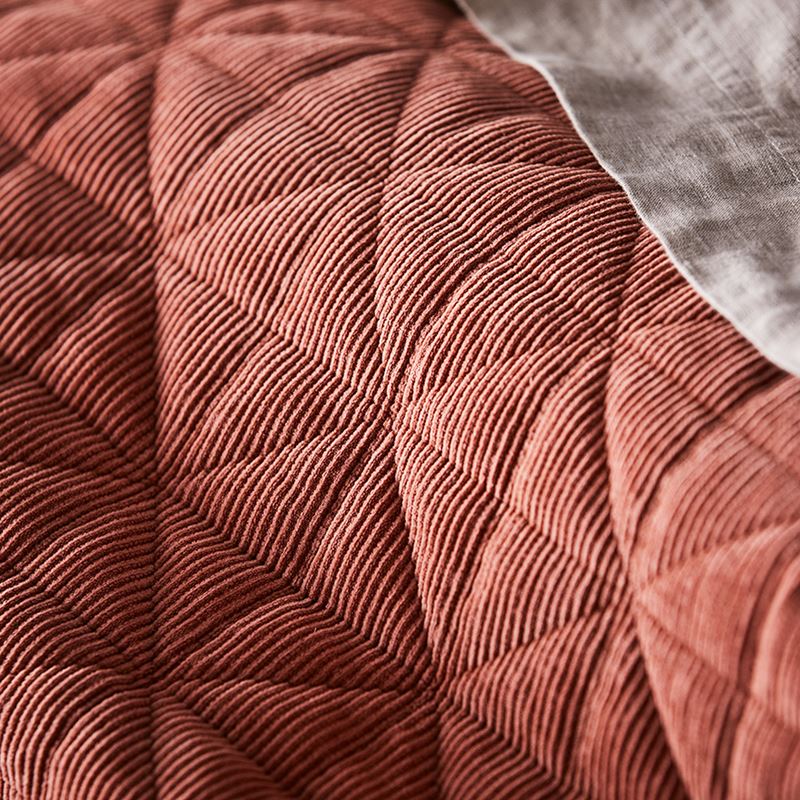 Vintage Washed Corduroy Quilted Redwood Quilt Cover