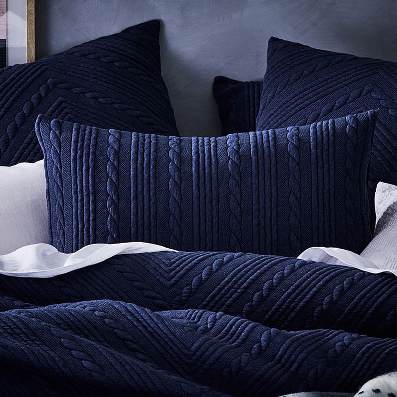 Maize Jersey Quilted Navy Marle Quilt Cover