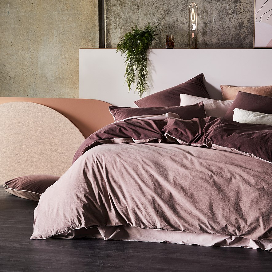 Stonewashed Plum Two Toned Quilt Cover Set Adairs