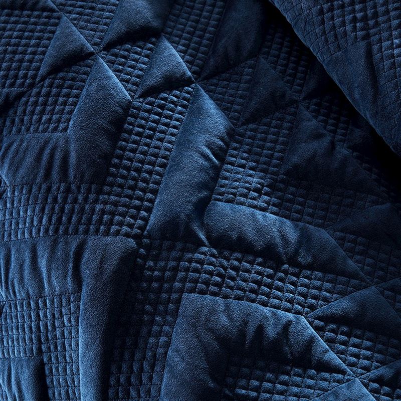 Gemini Quilted Navy Velvet Quilt Cover