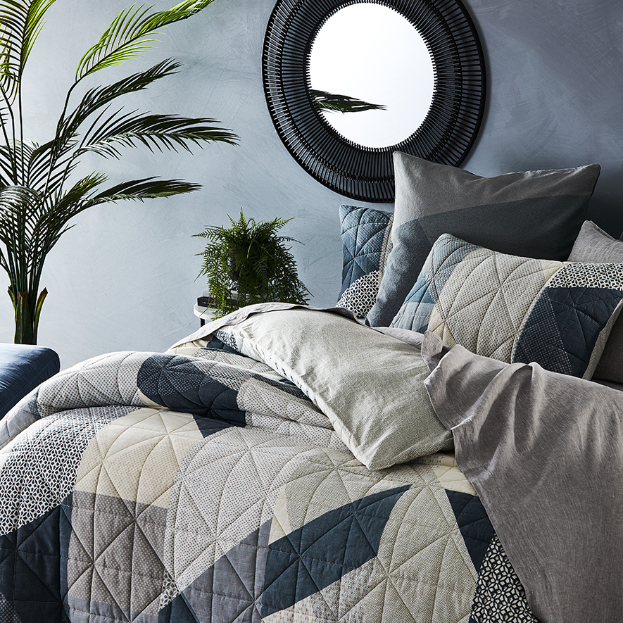 Helsinki Quilted Blue Quilt Cover Adairs