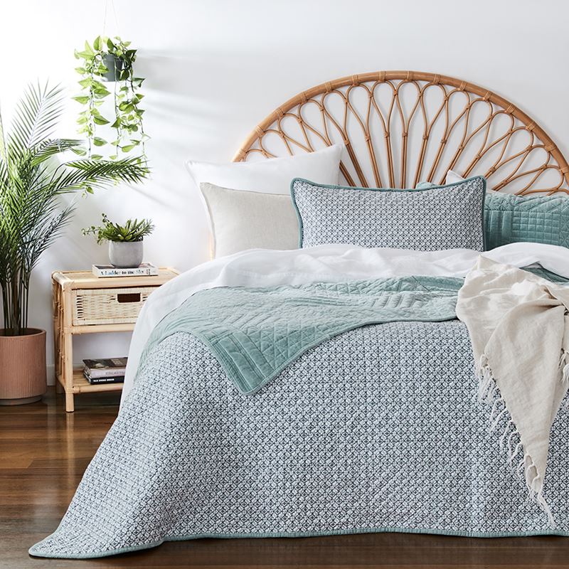 Connie Mint Velvet Quilted Coverlet