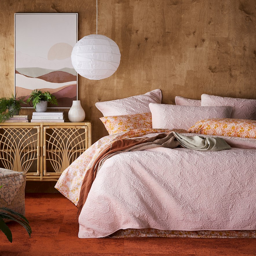 Evie Velvet Quilted Pink Quilt Cover Adairs