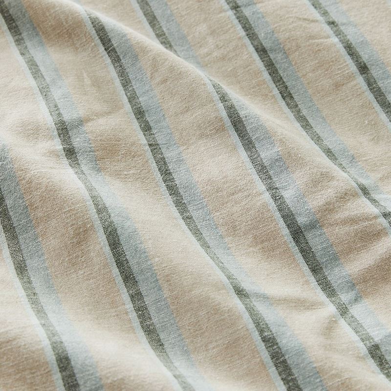 Vintage Washed Linen Cotton Cloud Blue Stripe Quilt Cover Set