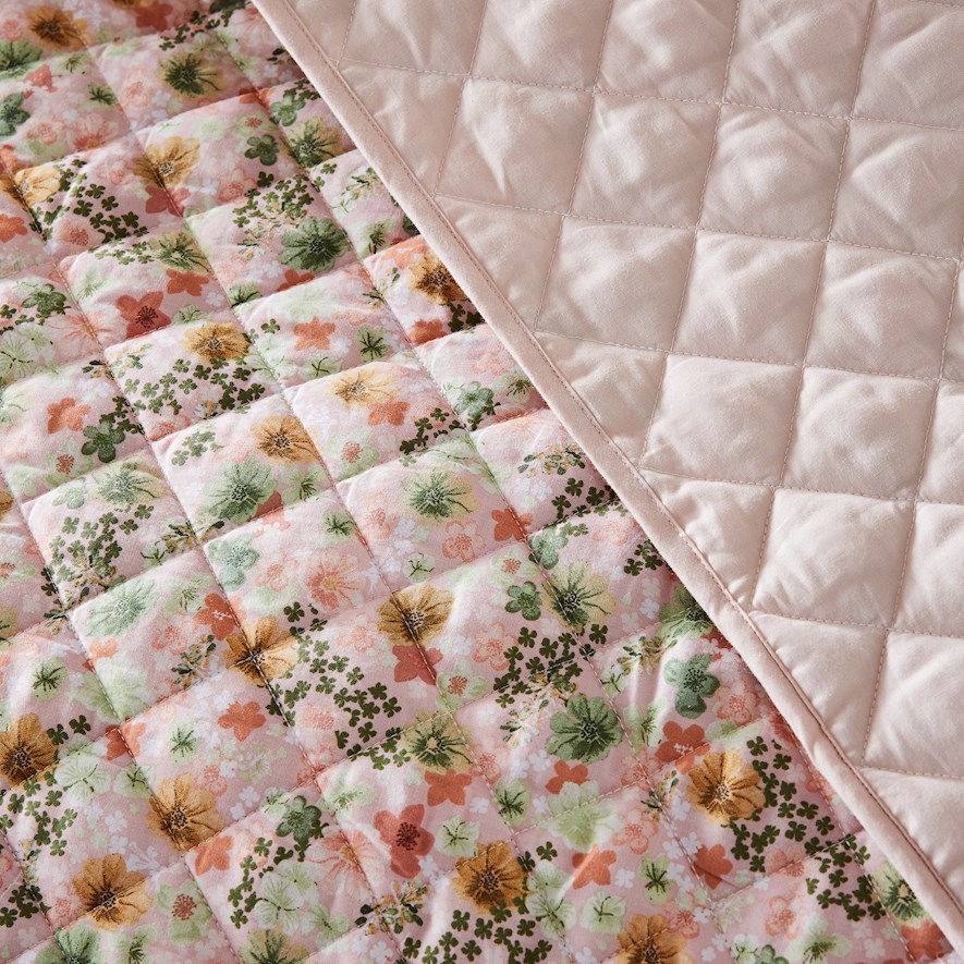 Pink Floral Quilted Coverlet Adairs