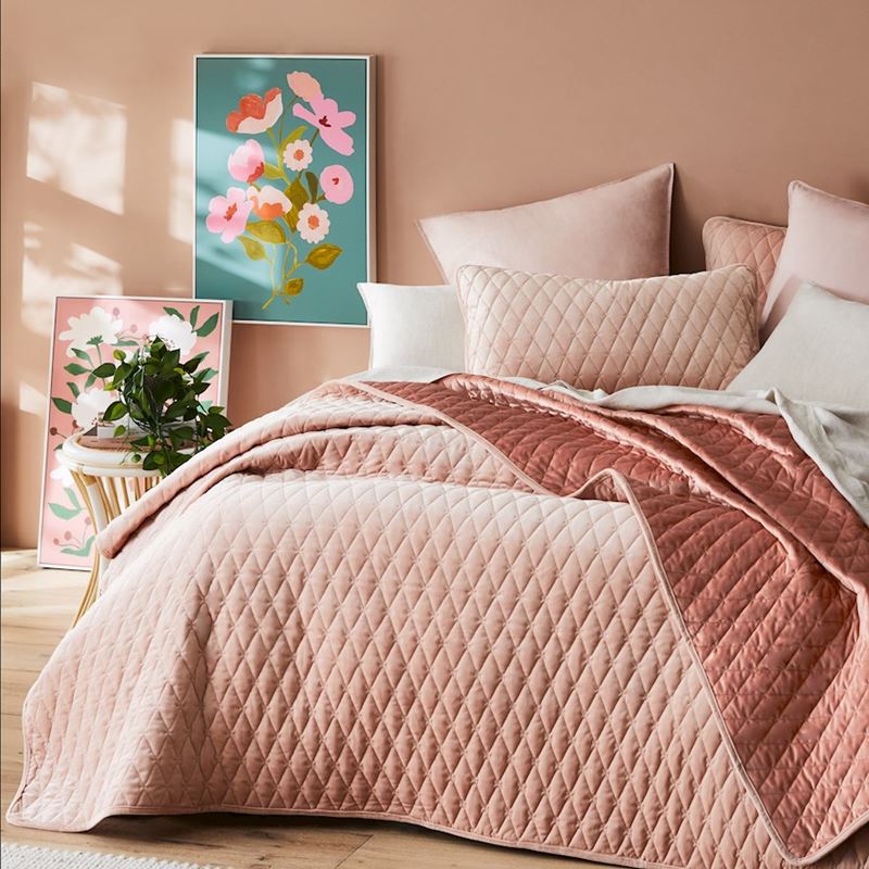 Peggy Velvet Quilted Clay Coverlet