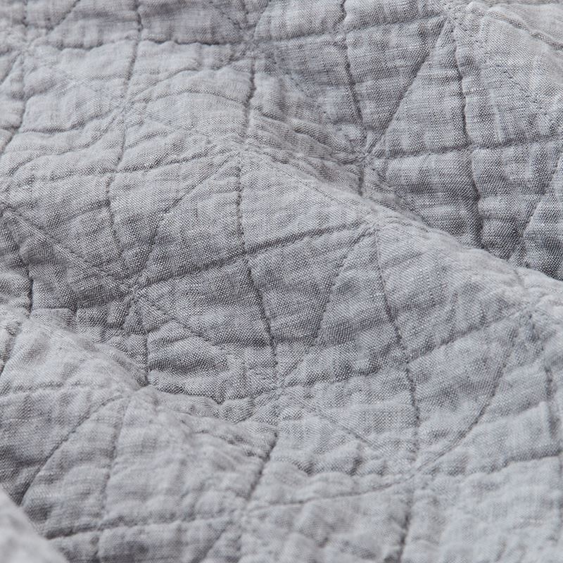 Vintage Washed Linen Grey Marle Quilted Quilt Cover + Pillowcases