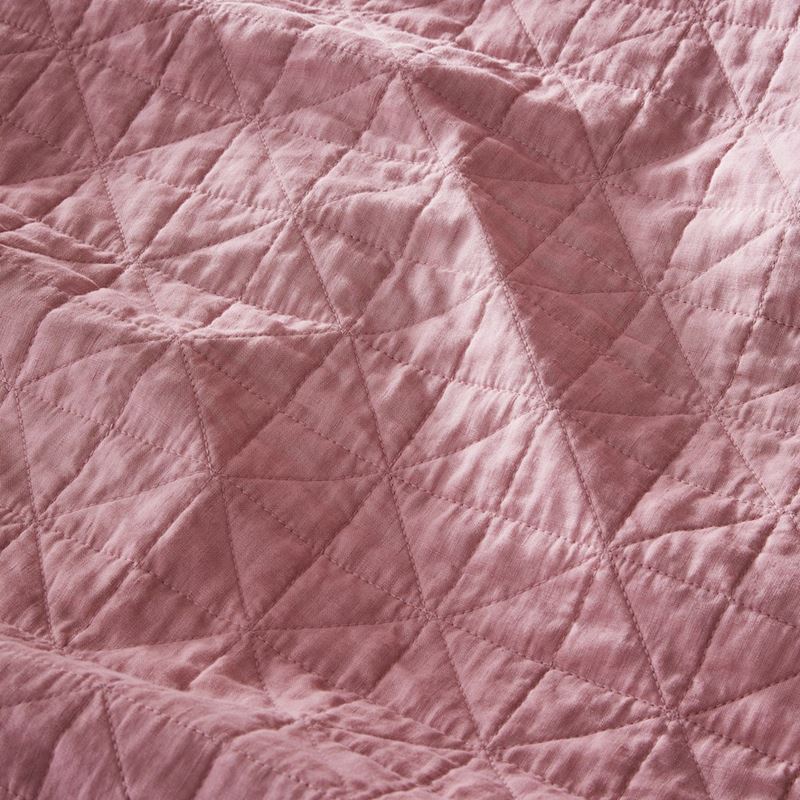 Vintage Washed Linen Quilted Rose Quartz Coverlet