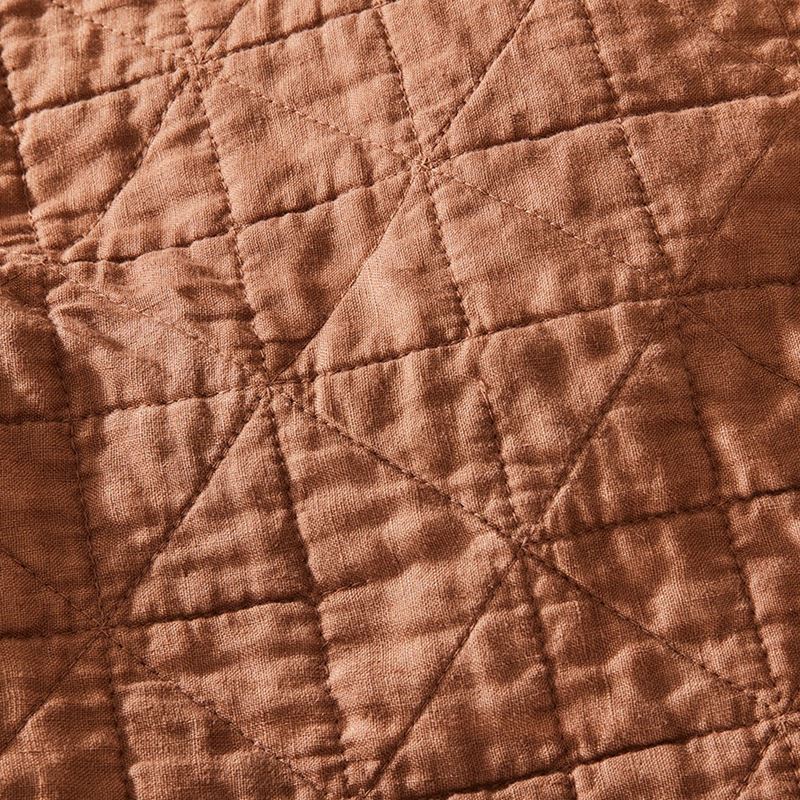 Vintage Washed Linen Caramel Quilted Quilt Cover Separates