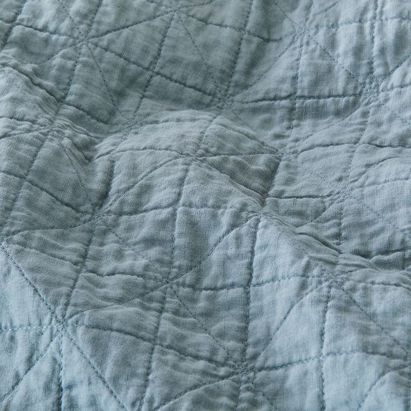 Vintage Washed Linen Seafoam Quilted Quilt Cover