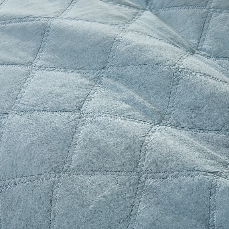 Stonewashed Cotton Blue Grey Quilted Coverlet