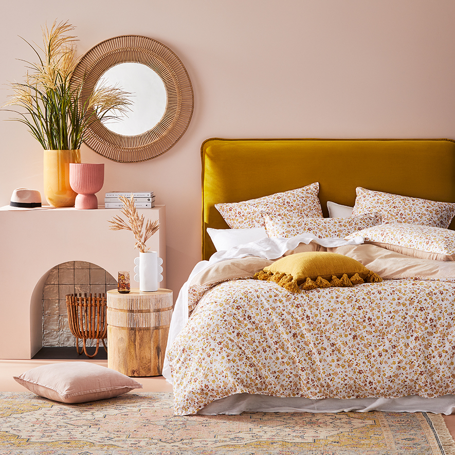 Stonewashed Printed Cotton Earthy Floral Quilt Cover Adairs