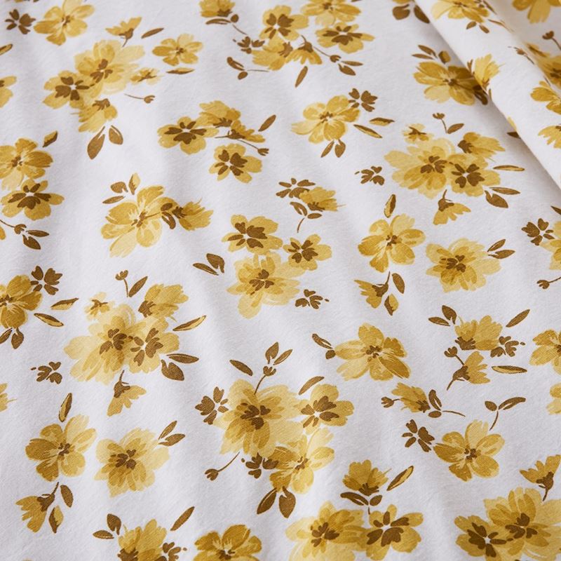 Stonewashed Cotton Printed Mustard Floral Quilt Cover