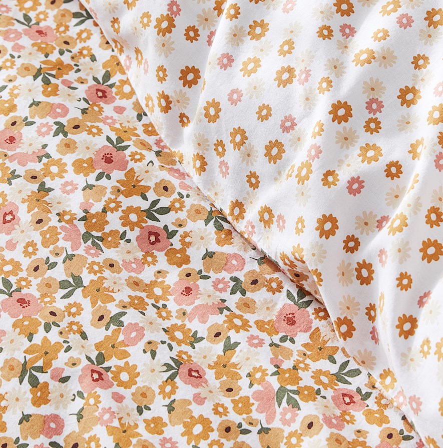 Stonewashed Printed Cotton Golden Daisy Quilt Cover Separates Adairs