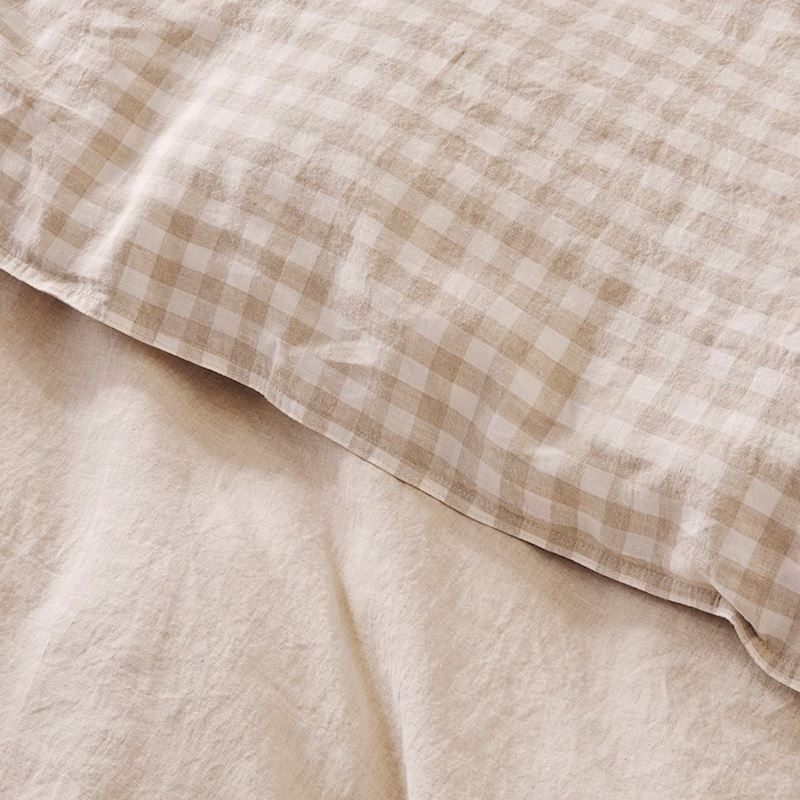 Vintage Washed Linen Linen Check Quilt Cover Separates