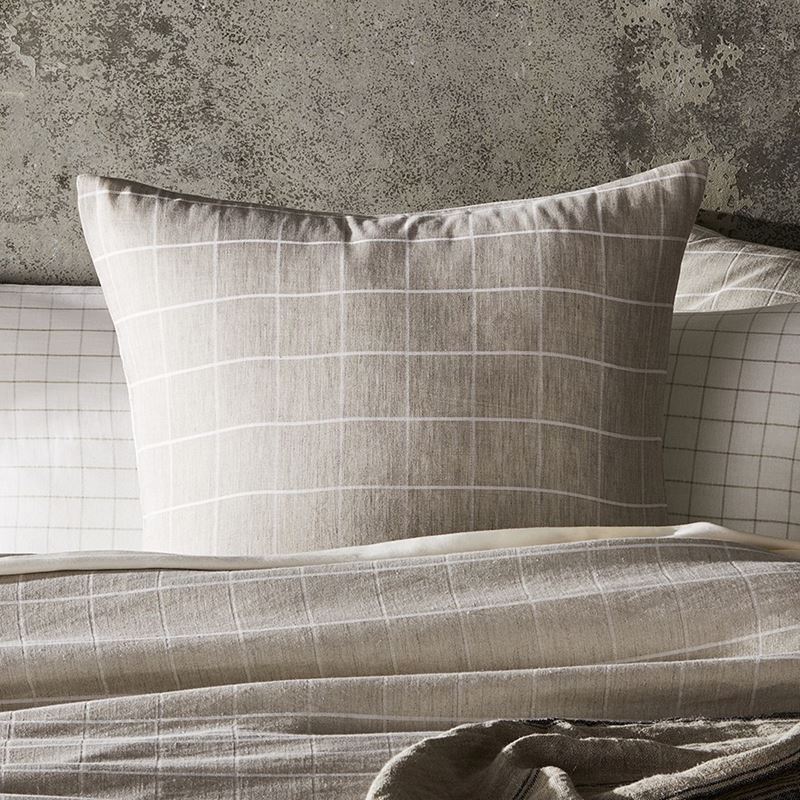 Mark Tuckey Grid Check Linen Quilt Cover