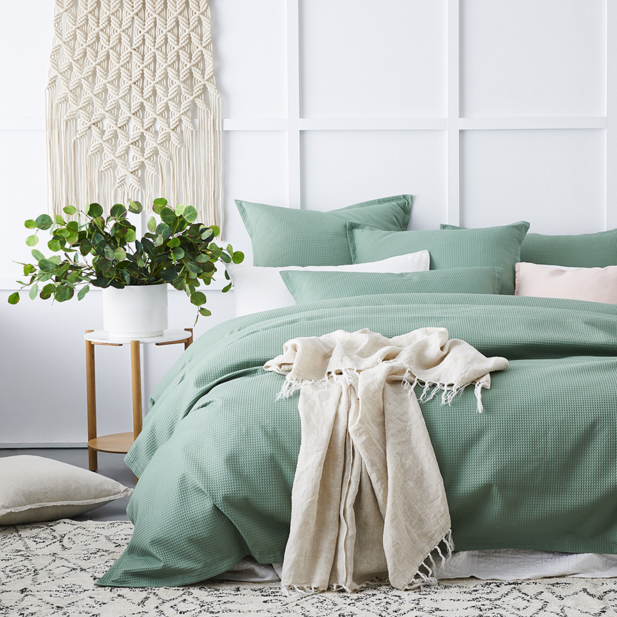 Tribeca Waffle Quilt Cover Set Aloe Adairs