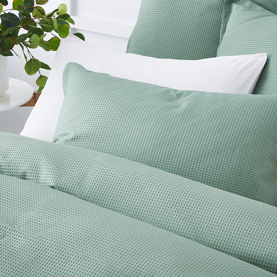 Tribeca Waffle Quilt Cover Set Aloe Adairs