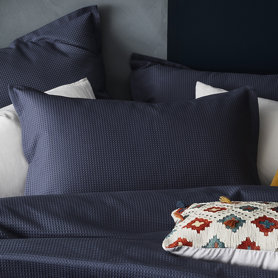 Tribeca Waffle Quilt Cover Set in Indigo Adairs
