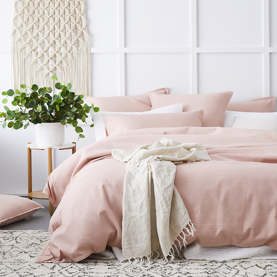 Tribeca Waffle Quilt Cover Set Rose Adairs