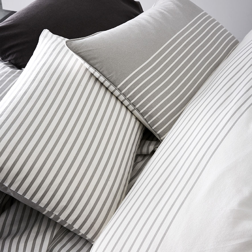 Grey Stripe Flannelette Quilt Cover Set + Separates Adairs