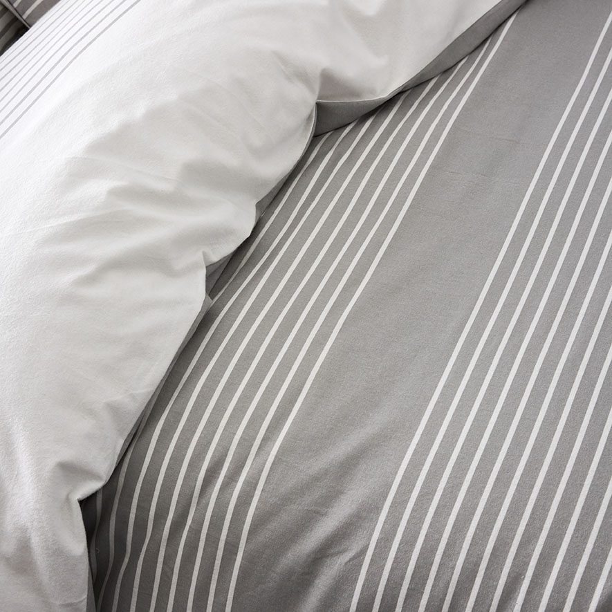 Grey Stripe Flannelette Quilt Cover Set + Separates Adairs